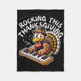 Manta Polar Funny Saying Turkey Playing Piano Thanksgiving Mus