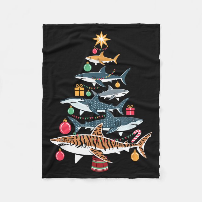 Manta Polar Funny Shark Christmas Tree  (Anverso)