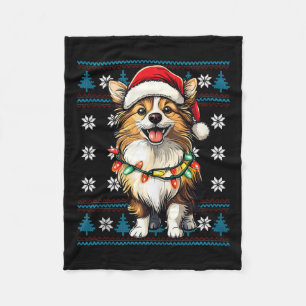 Manta Polar Funny Sheltie Santa Xmas Tree ilumina Sheltie Ugly