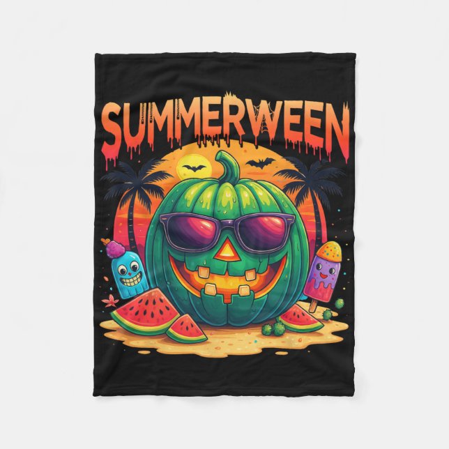 Manta Polar Funny Skeleton Summer Summerween Watermelon Jack-o (Anverso)