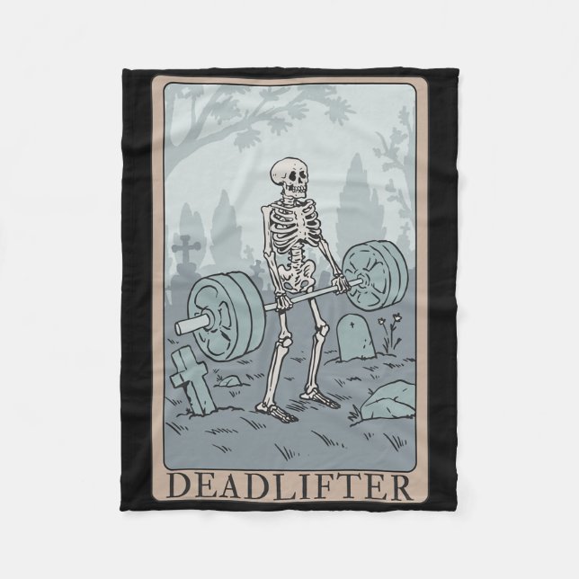 Manta Polar Funny Skeleton Tarot Card Deadlifter Bodybuilding  (Anverso)