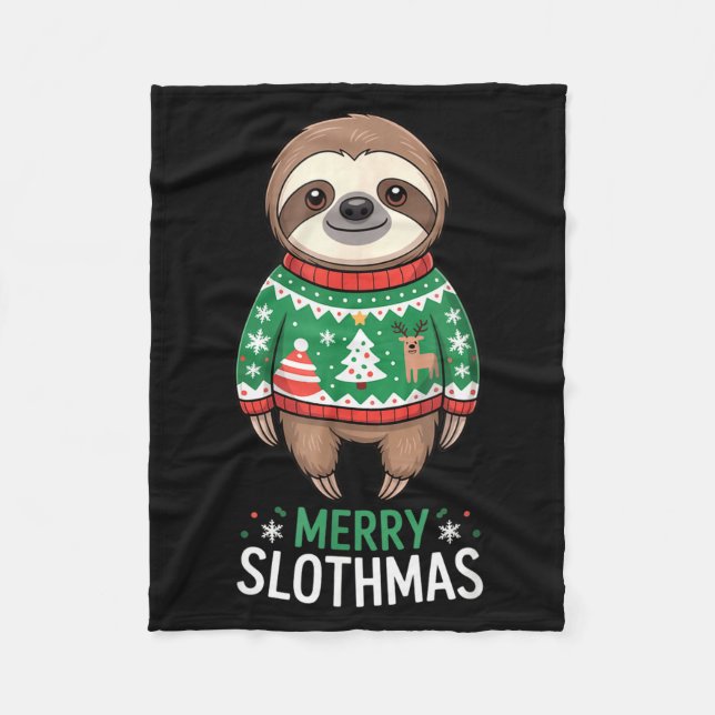 Manta Polar Funny Sloth Lover Christmas Merry Slothmas Ugly Ho (Anverso)
