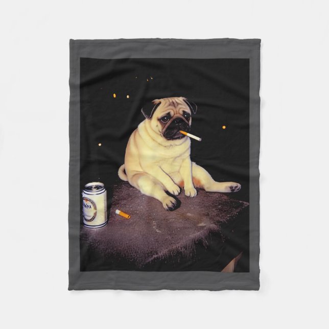 Manta Polar Funny Smoking Dog Pug Meme  (Anverso)