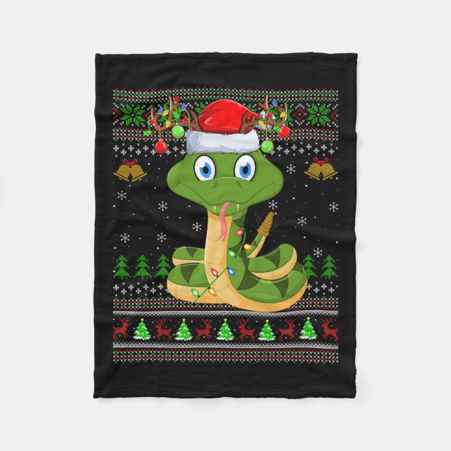 Manta Polar Funny Snake Ugly Christmas Sweaters Holiday Santa  (Anverso)