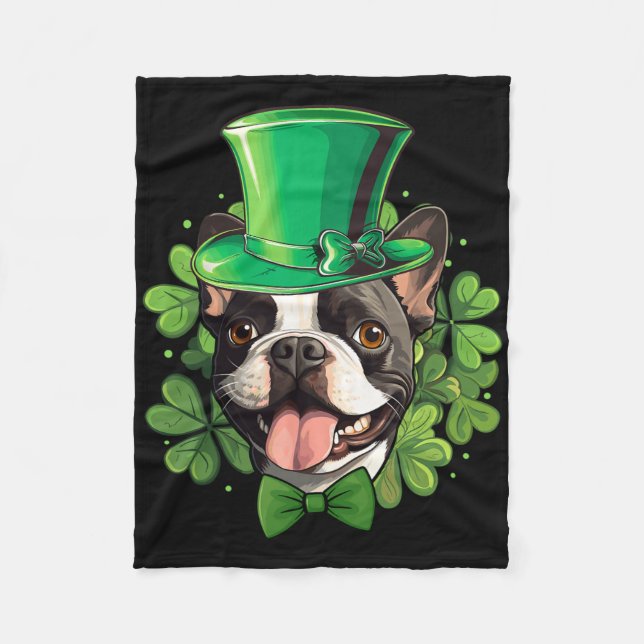 Manta Polar Funny St Patricks Boston Terrier  (Anverso)