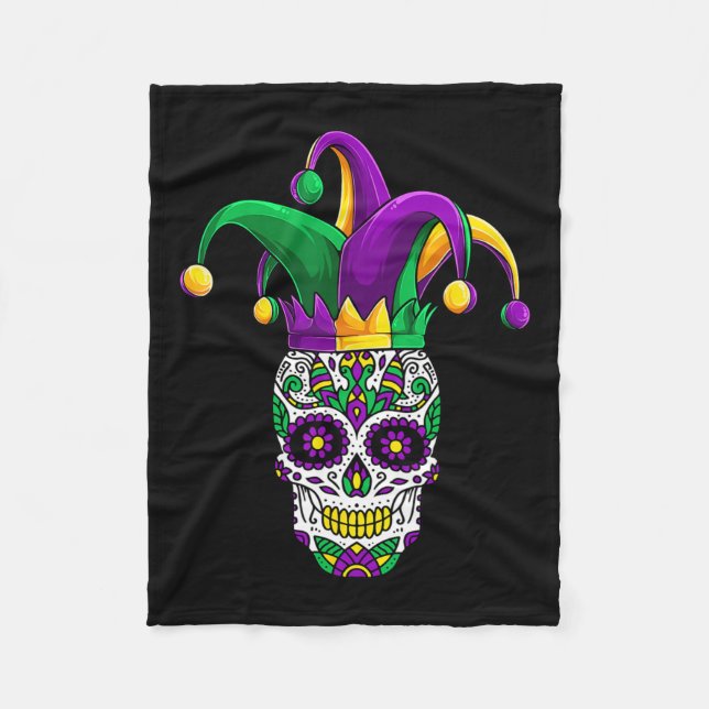 Manta Polar Funny Sugar Skull Mardi Gras Fiesta Appartal (Anverso)