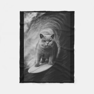Manta Polar Funny Surfing British Shorthair Cat Selfie Beach A