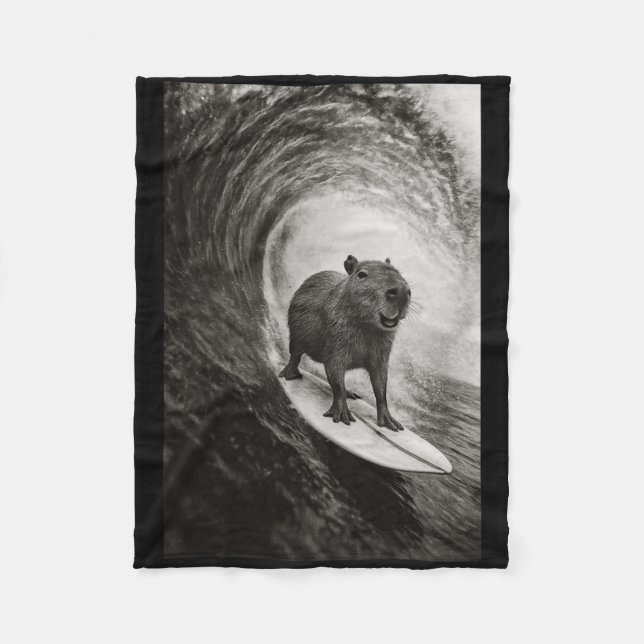 Manta Polar Funny Surfing Capyra Selfie On Surfboard Beach Ani (Anverso)