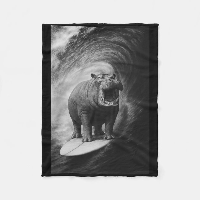 Manta Polar Funny Surfing Hippo Hippopotamus Selfie Safari Ani (Anverso)