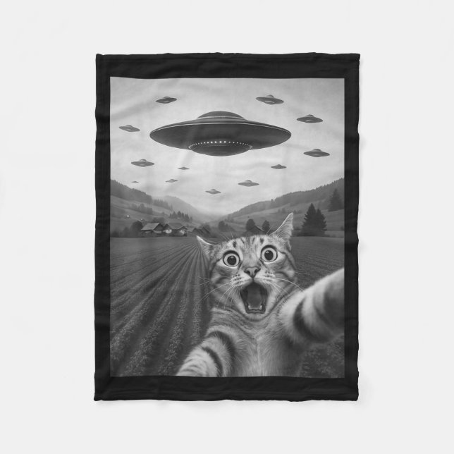 Manta Polar Funny Surprised Ed Cat Selfie With Alien Ufo Cat U (Anverso)