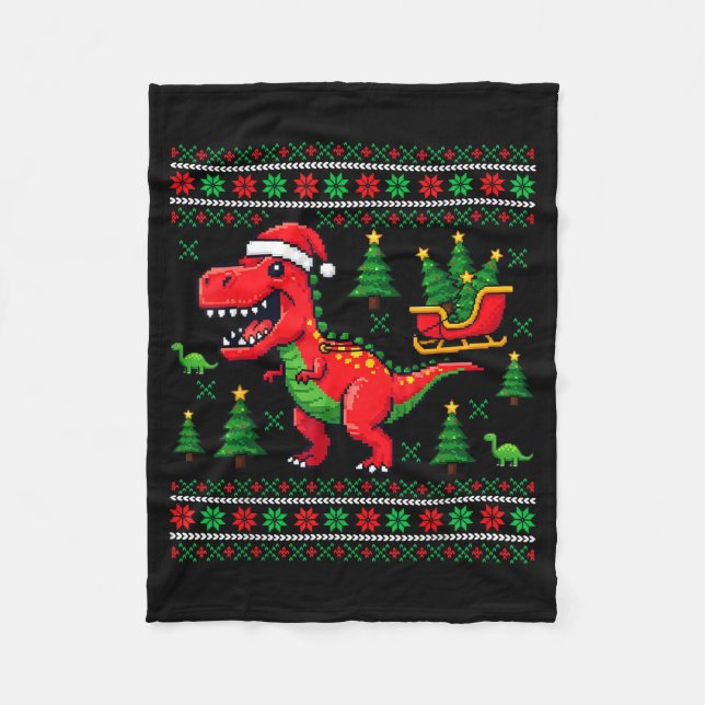 Manta Polar Funny T-rex Dinosaur Ugly Christmas Pajama Xmas  (Anverso)