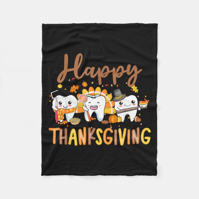 Manta Polar Funny Teeth Thanksgiving Dentist Turkey Dental Squ (Anverso)