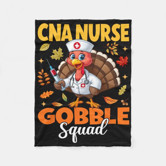 Manta Polar Funny Thanksgiving Cna Nurse Gobble Squad Turkey N (Anverso)