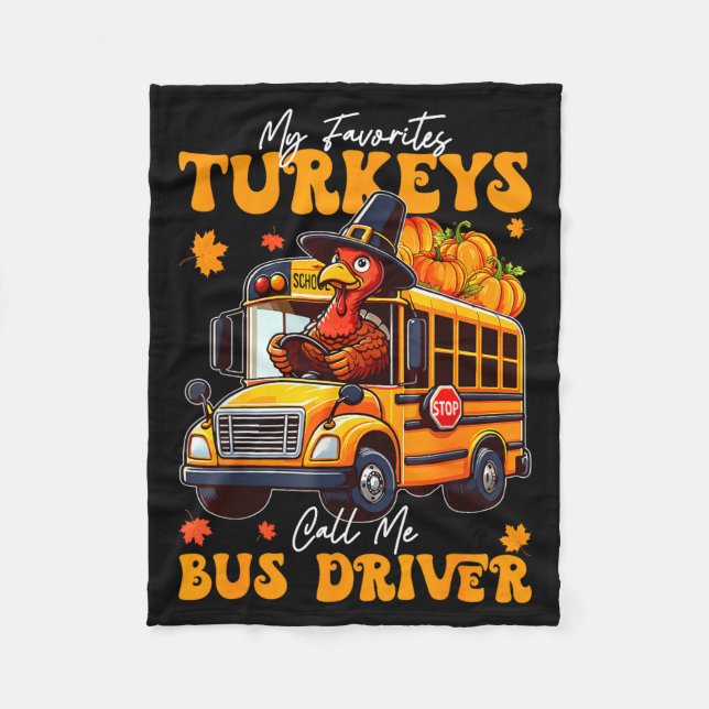 Manta Polar Funny Thanksgiving Turkey Bus Driver School Gift  (Anverso)