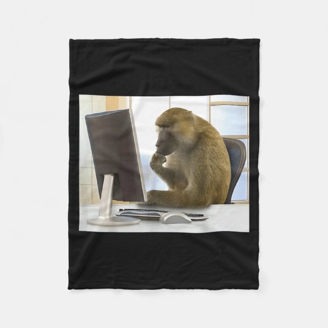Manta Polar Funny Thinking Monkey Meme Office Curious Ape Brai (Anverso)