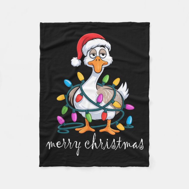 Manta Polar Funny Tired Goose Christmas Lights Silly Holiday F (Anverso)