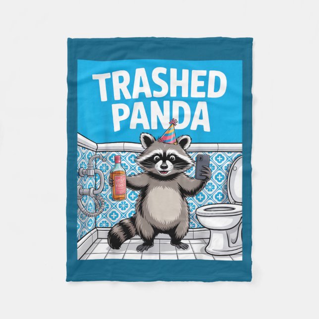Manta Polar Funny Trashed Panda Raccoon Gets Drunk  (Anverso)