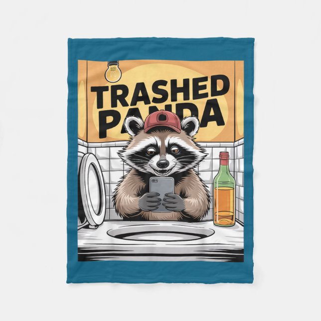 Manta Polar Funny Trashed Panda Raccoon Gets Drunk  (Anverso)