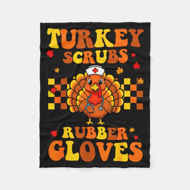 Manta Polar Funny Turkey Scrubs Rubber Gloves Thanksgiving Nur (Anverso)