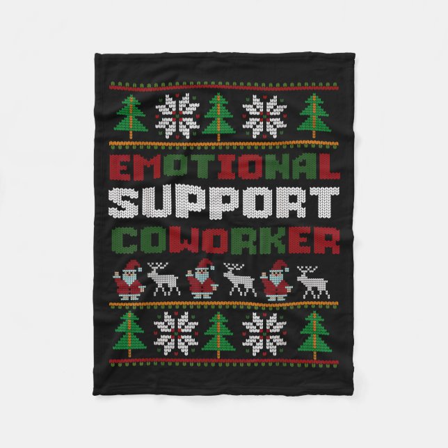 Manta Polar Funny Ugly Christmas Sweater Emotional Suprt Cowor (Anverso)