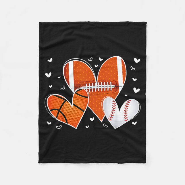 Manta Polar Funny Valentines Baseball Basketball Football Hear (Anverso)
