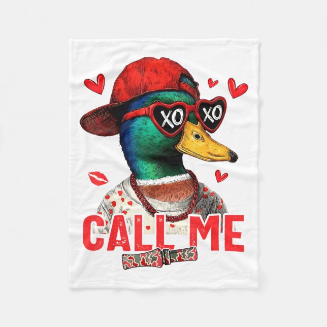 Manta Polar Funny Valentines Day Call Me Duck Hunting Men Wome (Anverso)
