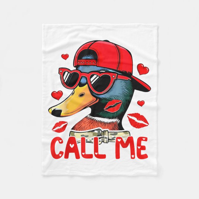 Manta Polar Funny Valentines Day Call Me Duck Hunting Men Wome (Anverso)