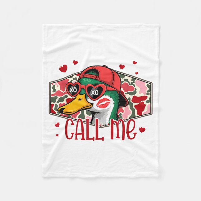 Manta Polar Funny Valentines Day Call Me Duck Hunting Men Wome (Anverso)