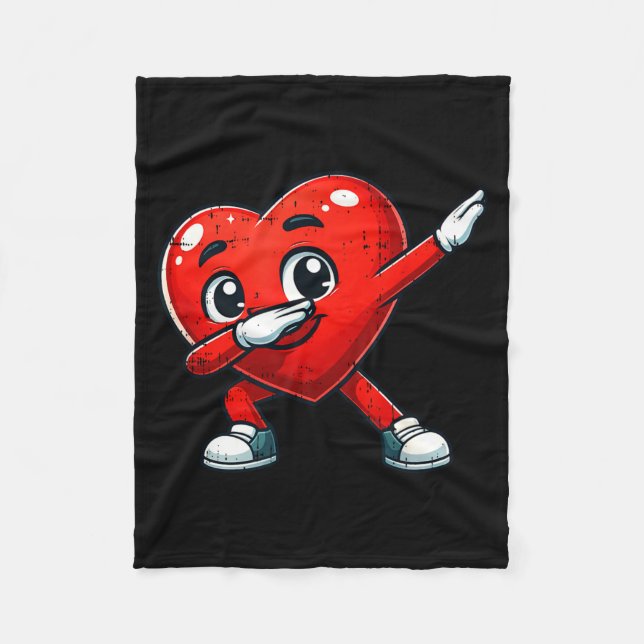 Manta Polar Funny Valentines Day Dabbing Heart Lover Men Kids  (Anverso)