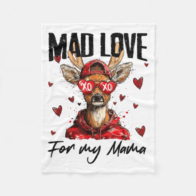 Manta Polar Funny Valentine's Day Mad Love For My Mama Deer Hu (Anverso)