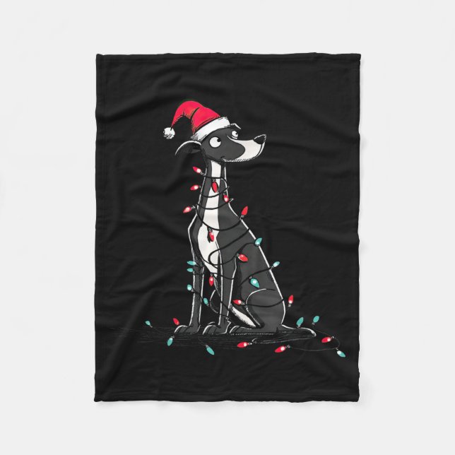 Manta Polar Funny Whippet Christmas Graphics Dog Lights Lover  (Anverso)