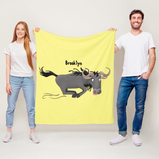 Manta Polar Funny Wildebeest corriendo ilustracion personaliza (In situ)