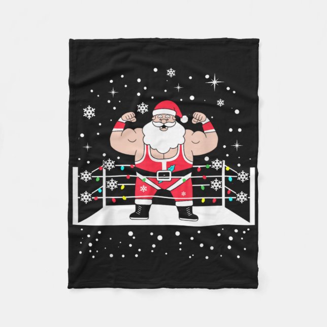 Manta Polar Funny Wrestling Santa Xmas Lights Wrestling Christ (Anverso)