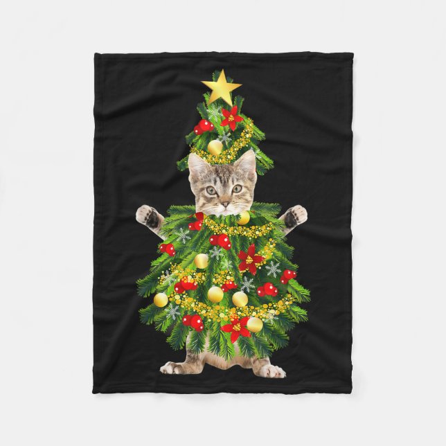 Manta Polar Funny Xmas Holiday Cat Christmas Tree For Cat Kitt (Anverso)