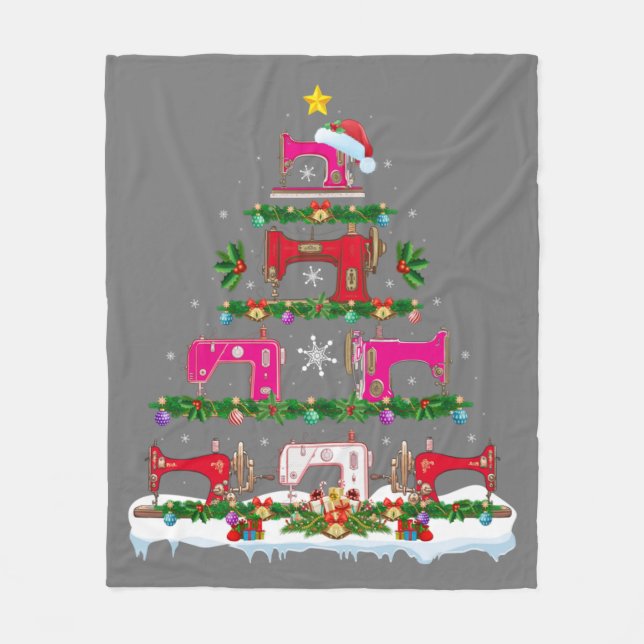 Manta Polar Funny Xmas Lighting Sewing Machine Christmas Tree (Anverso)