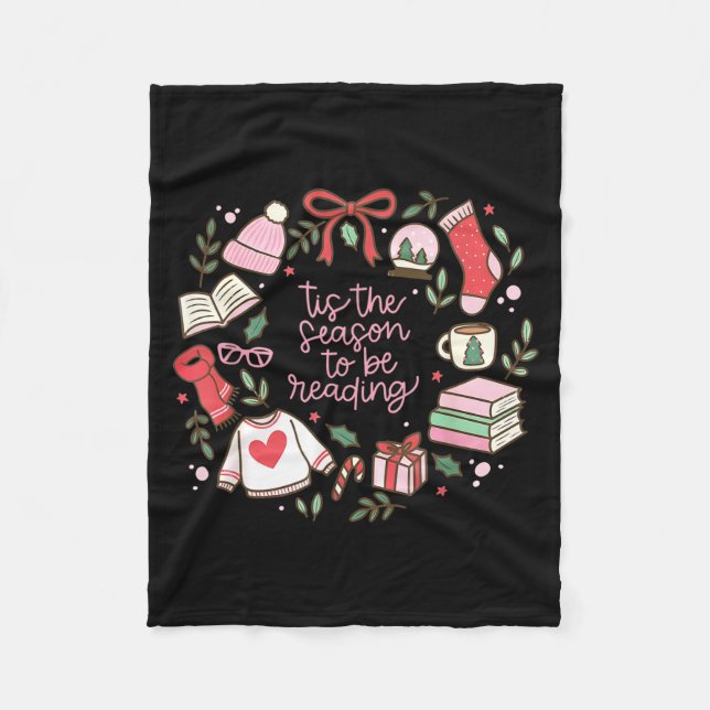 Manta Polar Funny Xmas Tis The Season To Be Reading Books Paja (Anverso)