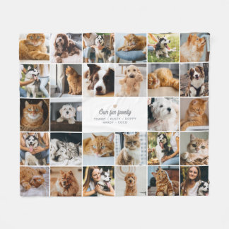 Manta Polar Fur Family Texto Personalizado Collage de 28 fotos