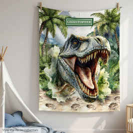 Manta Polar Furioso único T-Rex Blanket Nombre Personalizado N