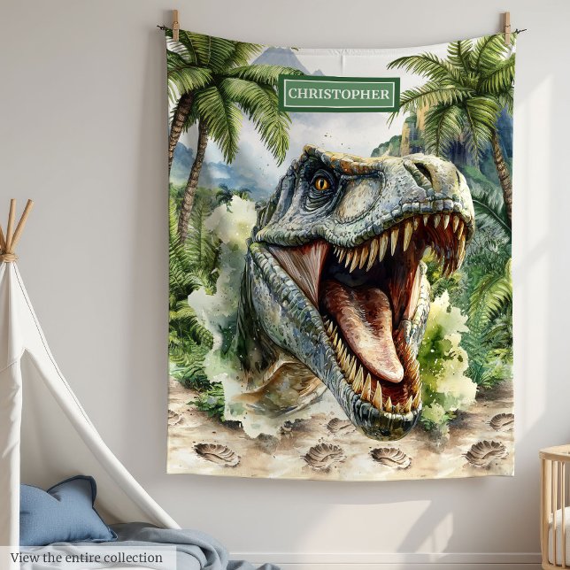 Manta Polar Furioso único T-Rex Blanket Nombre Personalizado N (Unique Furious T-Rex Blanket Personalized Name Boys)