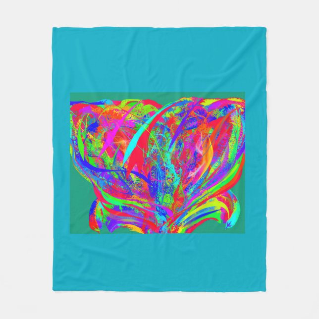 Manta Polar Furry Rainbow Colored Flower (Anverso)