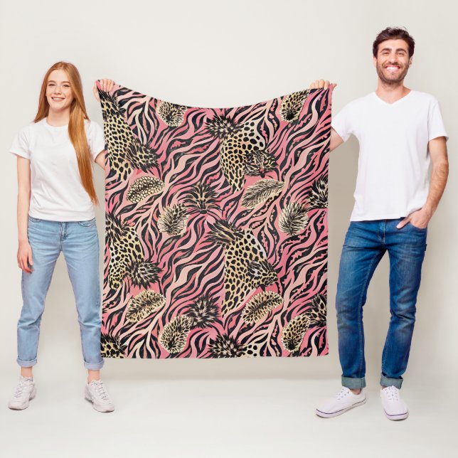 Manta Polar Fusión de estampado animal rosa - Patrón continuo (In situ)