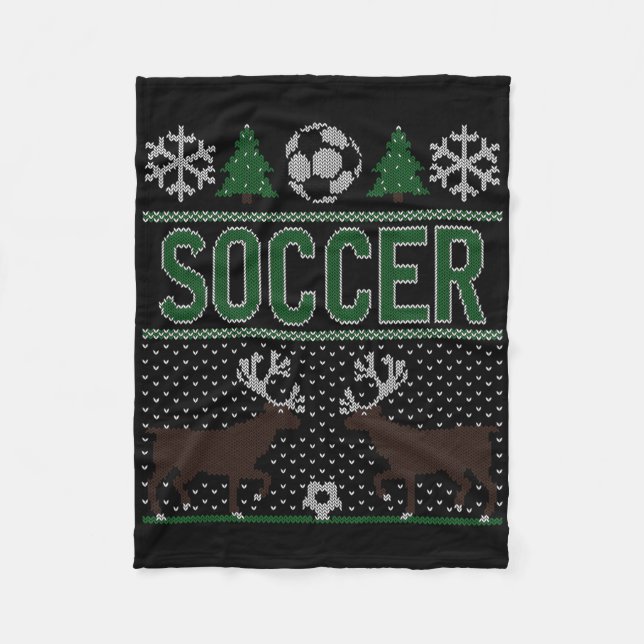 Manta Polar Fútbol con suéter feo de Navidad  (Anverso)