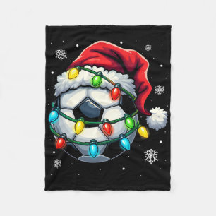 Manta Polar Fútbol de Navidad Gorro de Santa Luces de Navidad 
