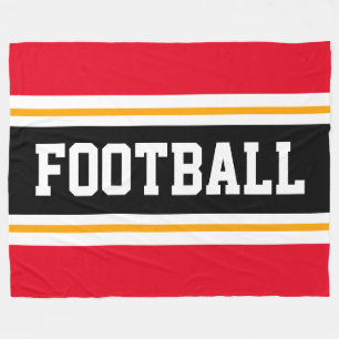 Manta Polar FÚTBOL Deportivo Rojo Brillante Negro Blanco Rayas