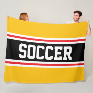 Manta Polar FÚTBOL Naranja Dorado Brillante Rojo Negro Rayas