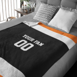 Manta Polar Fútbol negro, Naranja y blanco personalizado