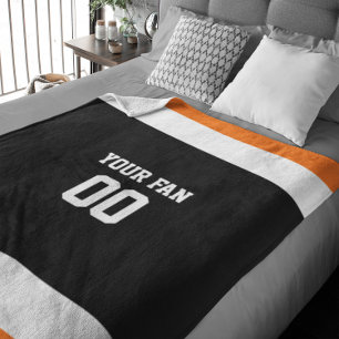 Manta Polar Fútbol negro, Naranja y blanco personalizado