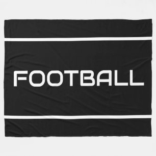 Manta Polar FÚTBOL Rayas de texto blancas elegantes en negro m