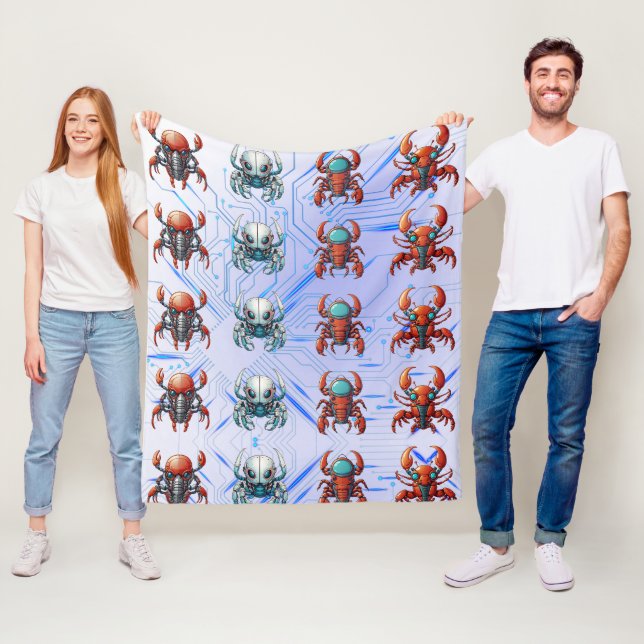 Manta Polar Futurista Patrón de langosta de ciborg (In situ)