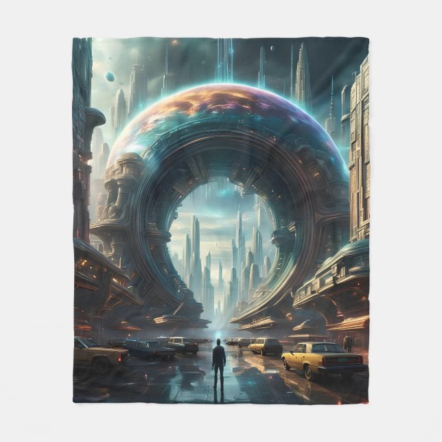 Manta Polar Futurista portal de planetas alienígenas con puert (Anverso)